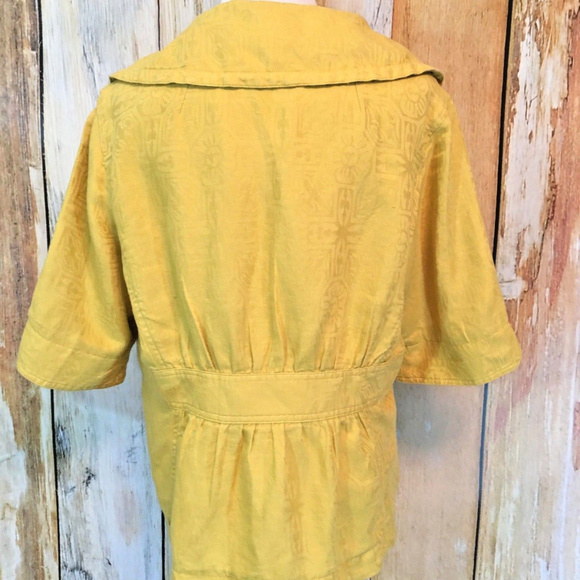 Coldwater Creek Jacket Mustard Yellow Linen sz 12 - Picture 4 of 4